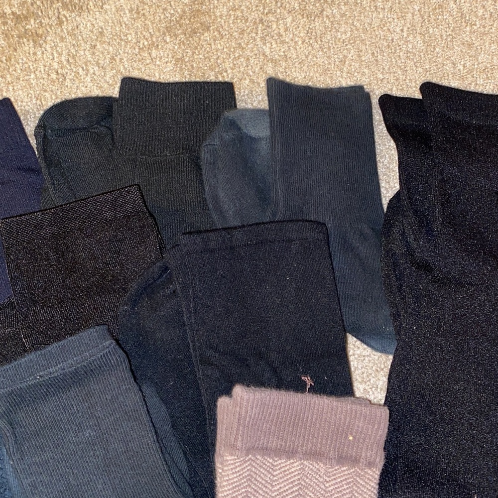 14 pairs of black socks, no holes. Some ankle socks, some long socks. - Picture 4 of 6